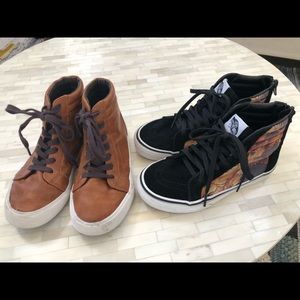 2 pairs of boys high top shoes